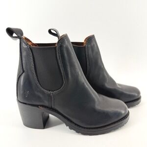 Frye Sabrina Chelsea Boot USA Heritage Black Leather Ankle 77030 Womens 7M